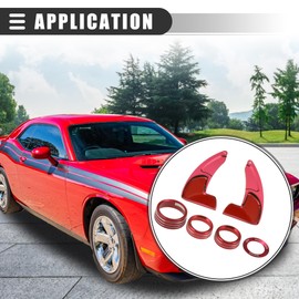 Motoforti Steering Wheel Shift Paddle Extension Trim,Air Conditioning Switch Knob Cover, for Dodge Challenger 2015-2020,Aluminum Alloy,Red