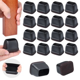 Ezprotekt 24 Pcs Rectangle Black Silicone Chair Leg Floor Protectors Caps, Rectangle Felt Chair Leg Covers Cups for Desk Chair Table - Anti- Scratches and No Noise (Fit L :1.3-1.7", W: 0.9-1.2")