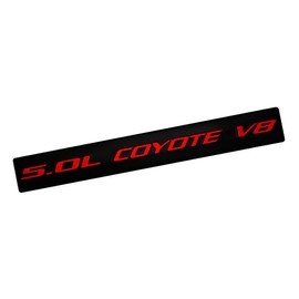 5.0L Coyote V8 RED on Black Highly Polished Real Aluminum Emblem