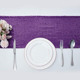 10 Packs 12 x 72 inches Purple Sequin Table Runner, Glitter Runner for Birthday Party Supplies Decorations Wedding Bachelorette Holiday Celebration Bridal Shower Baby Shower