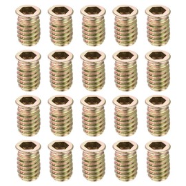 sourcing map 60Pcs Threaded Inserts, 5/16"-18x25/32" Zinc Alloy Hex Socket Drive Screw-in Nut Threaded Inserts Furniture Bolt Fastener Connector for Wood Working Tool and Accessories