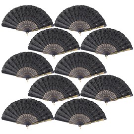 QIRMIZI 10 Pack Fabric Folding Handheld Fans, Perfect for Weddings, Parties, and Dancing,Yellow