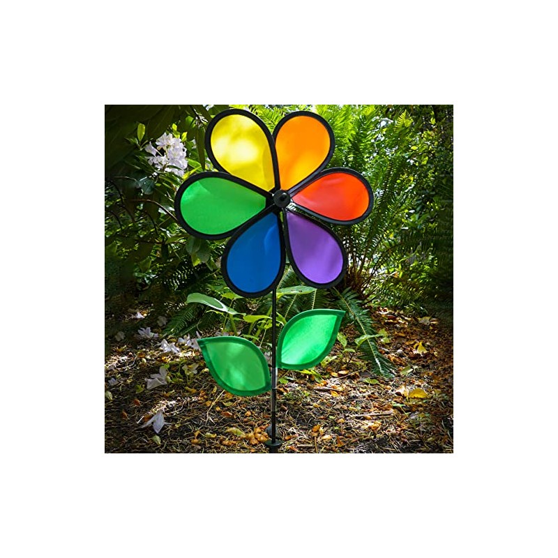 In the Breeze 12-Inch Rainbow Flower Spinner, 2639, 6-Petal Flower