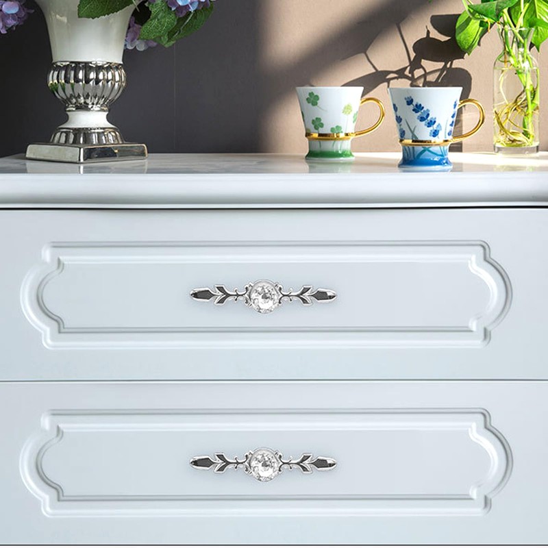 Qianxihu 4Pcs Diamond Drawer Knobs Plate Crystal Cupboard Door Handles