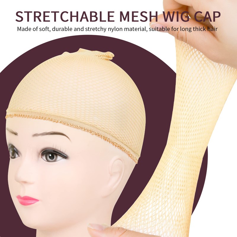 FANDAMEI Wig Caps Net, 4PCS Wig Caps Mesh Net Open