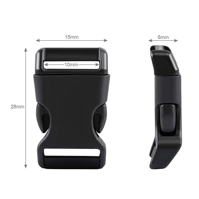 YQBOOM 3/8 Inch, 20 Pack Black Plastic Side Release Buckle