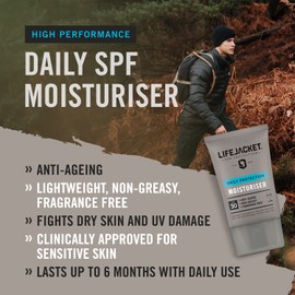 LifeJacket Daily Protection Set - SPF30 Moisturiser, Repair Hydration Face Cream, Body Wash Shower Bar & Face Cleansing Bar. Anti Ageing Skincare Gift Set Clinically Approved for Sensitive Skin