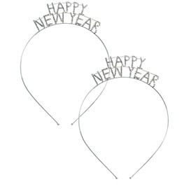 Rosemarie Collections Women's New Year's Eve Celebration Party Pack Headbands With Sparkly Crystal Rhinestones Tiara Headband Decoration (Clear Crystal Short Silver Band, 2 PACK)