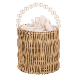 QUARKZMAN Women's Straw Cross Strap Bag Cylindrical Rattan Bag Straw Clutch Purse Rattan Braided Handbag Rattan Tote Bags for Summer Beach Travel, brown