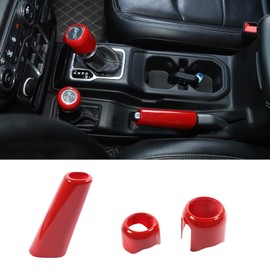 JWWY for Jeep JL Center Console Handbrake Brake Gear Shift 4WD Panel Trim for 2018-2021 Jeep Wrangler JL JLU Gladiator JT, ABS Red