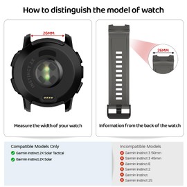 U-LIMVE Watch Band for Garmin Instinct 2X Solar Tactica/Instinct 2X Solar, 26mm Silicone Replacement Watch Strap