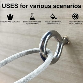 Pack of 6 Eye Bolts M6 Stainless Steel Eyelet Screws with Thread, Eye Bolt, Rustproof Eye Screws, Ring Nut Eye Bolt Screws M6 80 mm, Eye Hooks for Mounting and Hanging for Hammocks