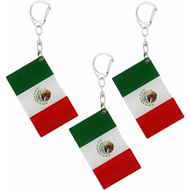 Llavero con bandera de México, cadenas acrílicas en forma de D de doble cara, llaveros mexicanos, llaveros de coche estilo hombres y mujeres, decoración de regalos (3 piezas), Varios colores, 2