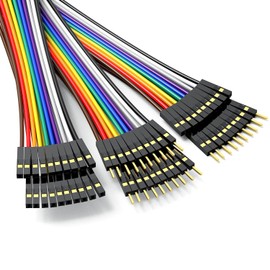 Pure Copper 23awg Thickened DuPont Cable 8inche/20cm, 30Pcs Gold-plated Pin of Multicolored Dupont Wire, Breadboard Jumper Ribbon Cables Kit Compatible with Arduino Projects (10pcs Each of MM+MF+FF)
