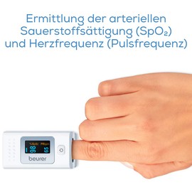 Beurer Beurer PO 35 Pulsoximeter, Messung von Sauerstoffsättigung (SpO₂) und Herzfrequenz (Puls), schmerzfreie Anwendung, leicht ablesbares Farbdisplay, Darstellung der Herzfrequenz