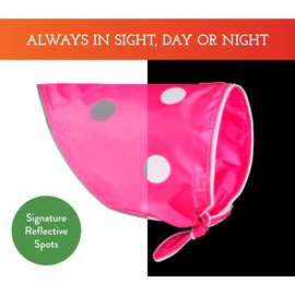 SPOT THE DOG! Reflective Dog Bandanas - High Visibility Tie-On Safety Dog Accessories for Small, Large Dogs, Orange Collar, Scarf, Kerchief, Bib for Hunting, Camping, Walking at Night (Neon Pink,L)