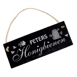 Honey Bees Beekeepers Sign Slate Engraving with Name of Choice Personalisation Bee Volume Bee House 22 x 8 cm