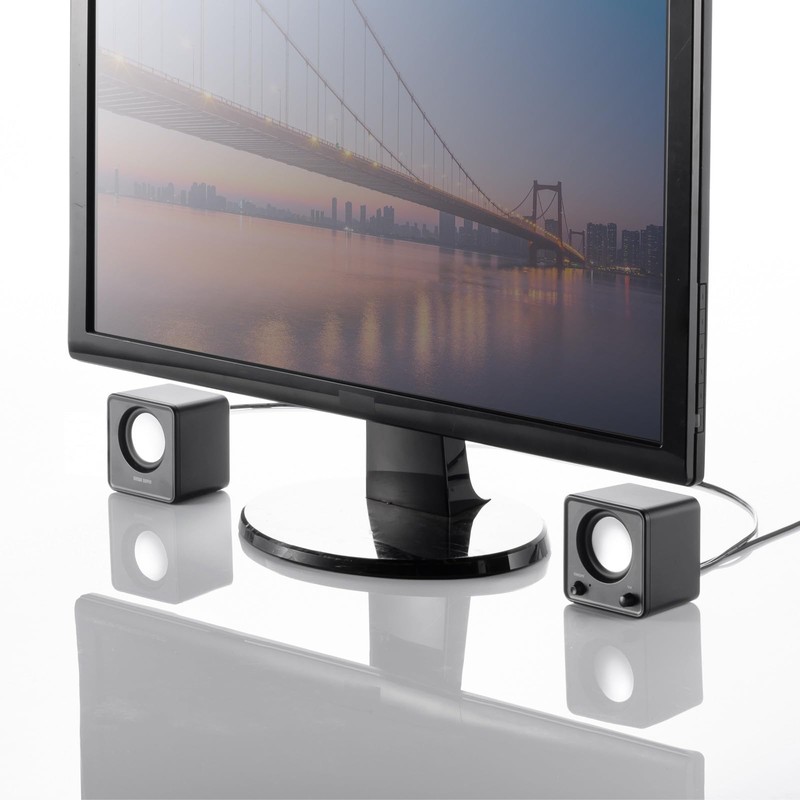 Sanwa Supply MM-SPU21BK PC Speaker, USB Powered, Compact, 6W, Passive