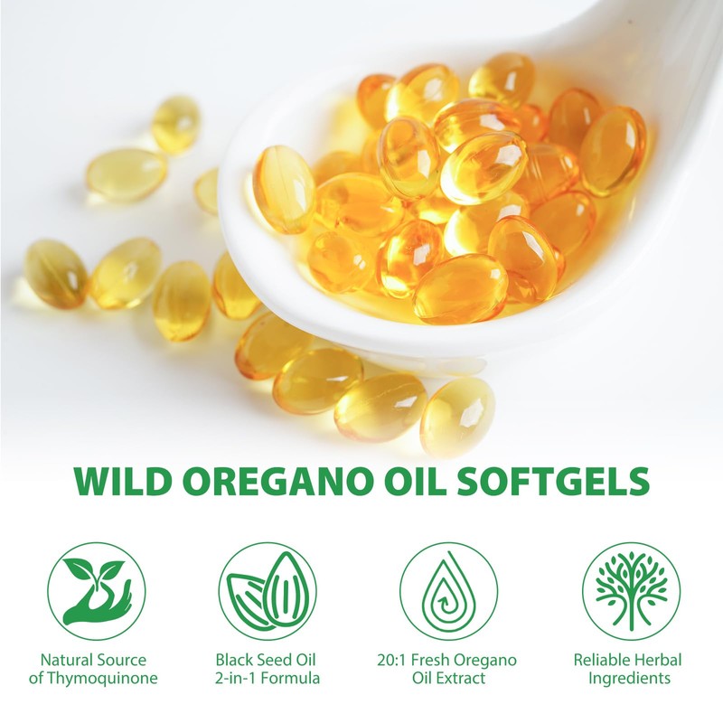 Wild Oregano Oil Softgels with Black Seed Oil - 6,000mg