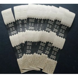 Unbranded/Generic 10 - Black $200 Cash Money Self-Sealing Straps Tan Saw Tooth Currency Bands