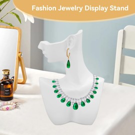 Cyrank Jewelry Display Stand, Resin Necklace Mannequin Earring Stand White Earring Display Stand 7.1x5.1in Mannequin Jewelry Display Bust for Necklace, Earrings