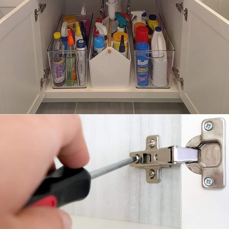 4PCS Cabinet Door Hinges Frameless Full Overlay Soft Close Hinge