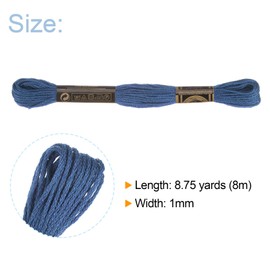 HARFINGTON 24 Skeins Embroidery Floss 8m Each Egyptian Long Fiber Cotton Cross Stitch Thread 26S/2x6 for Embroidery Projects Bracelet, Dark Blue