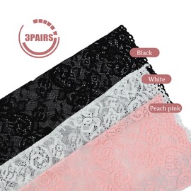 Giococo 3 Pairs Women Lace Sleeves, Lace Arm Sleeves, Suitable for Weddings, Dances, Tea Parties, Role Play Parties, Costume Accessories (White, Black and Pink)