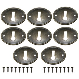 yukata Bronze Oval Vintage Corner Code Trivia Piece Eyelet Cover Iron Decorative Drawer Keyhole Covers Key Hole Old Keys Fringe Edge Door Cover Door Covers Decorative with Screws 8PCS
