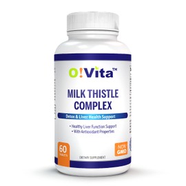 O!VITA Milk Thistle Complex, Extra Strength 450mg, Supports Healthy Liver Function, up to 2-Month Supply (60 Non-GMO, Vegan Tablets)
