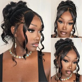Body Wave 360 HD Full Lace Front Wigs Human Hair Pre Plucked For Black Women, 12A 100% Human Hair Wig 200% Density 360 Frontal Wigs Natural Hairline Can Make High Pontail & Bun 16 Inch