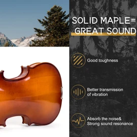 Kmise 4/4 Full Size Set, 4 Solid Wood Fiddle for Adults Beginners Students Kids, with Hard Case with Hygrometer, Violin Bow, Shoulder Rest, Extra Strings (MI3415)