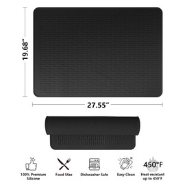 YUHFERA Stove Top Cover for Electric Stove - Silicone Stove Mat for Glass Top, Glass Cooktop Protector For Kitchen,Multi-functional Oven Covers for Electric Stove (Black,28 x 20)