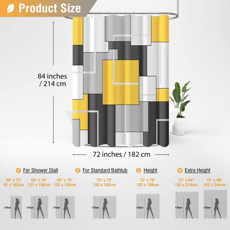 BTTN Extra Long Shower Curtain - 72 x 84 Inch