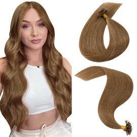 MY-LADY Real Hair Extensions Bondings 50 cm #06 Light Brown Keratin U-Tip Remy Real Hair Highlight Hair Extensions 25 Strands 1 g/Strand 25 g