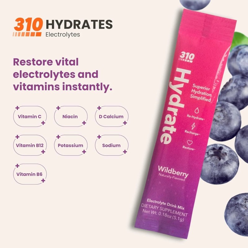 310 Hydrate Electrolyte Powder Pack Of 30 Sugar Free Hydration