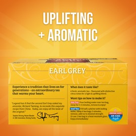 Twinings Earl Grey Black Tea Individually Wrapped Bags, 50 Count (Pack of 6), Flavoured with Citrus and Bergamot, Caffeinated, Enjoy Hot or Iced, 300 Teabags