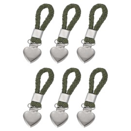 uxcell 6 Pcs Tea Towel Clips with Cotton Loop for Hanging, 4.3 Inch Metal Towel Hooks Multipurpose Cloth Hangers for Home Kitchen Bathroom, Green(Heart)