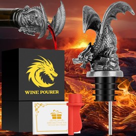 LKKCHER Dragon Gifts for Men, Dragon Decoration 2-in-1 Wine Stoppers and Pourer, Dragon Figures, Wine Gifts Birthday, Valentine's Day, Christmas, Father's Gifts for Men, Father, Boyfriend
