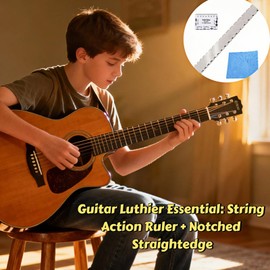 Hiiooweiyi 3 Pcs Notched Straight Edge Guitar Luthier Tool Kit, String Action Ruler Gauge for Leveling Neck Relief Check – High Accuracy Luthier Tool for Most Guitar Fretboards