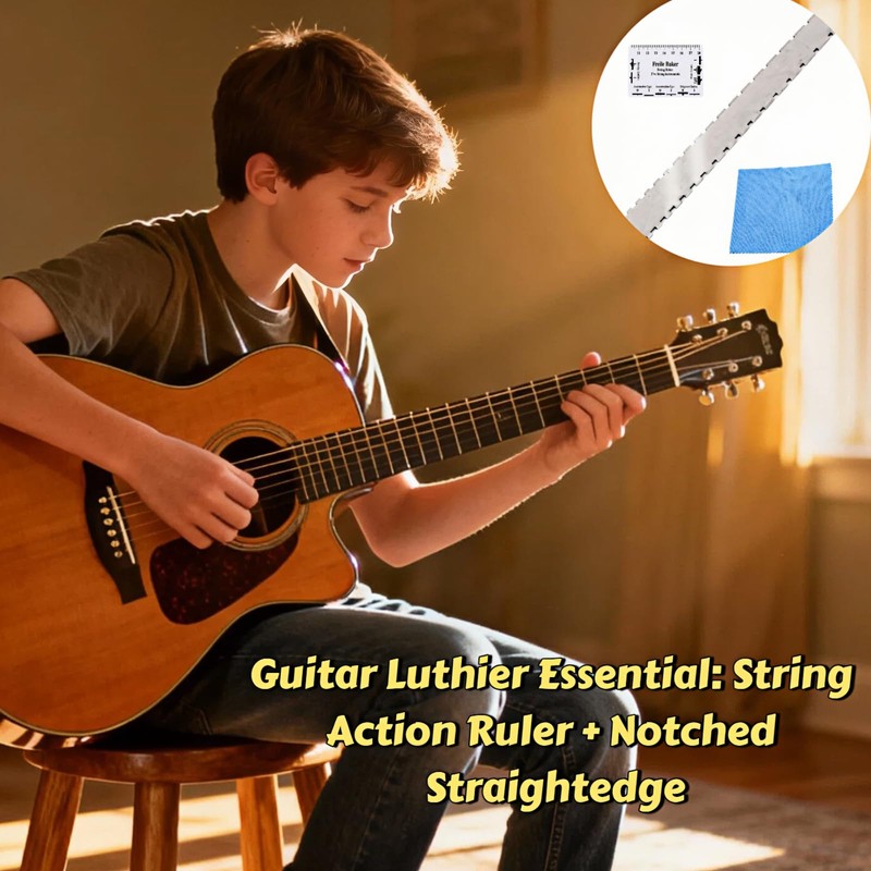 Hiiooweiyi 3 Pcs Notched Straight Edge Guitar Luthier Tool Kit,