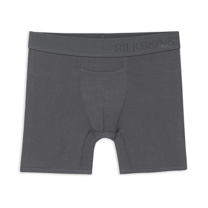 Terramar Men's Silkskins 6" Boxer Briefs 3-Pack Underwear, Grey, Medium