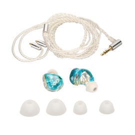 Wired Monitor Earbuds Crisp Treble Powerful Bass Pure Copper Graphene Unit Monitor Earphone with Detachable MMCX Cable Green White Cable