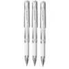 Uni Ball White Signo Pen Broad Metallic Gel Ink Rollerball Metal 1mm Tip Nib 0.65mm Line Width With Rubber Grip UM-153 (Pack Of 3)