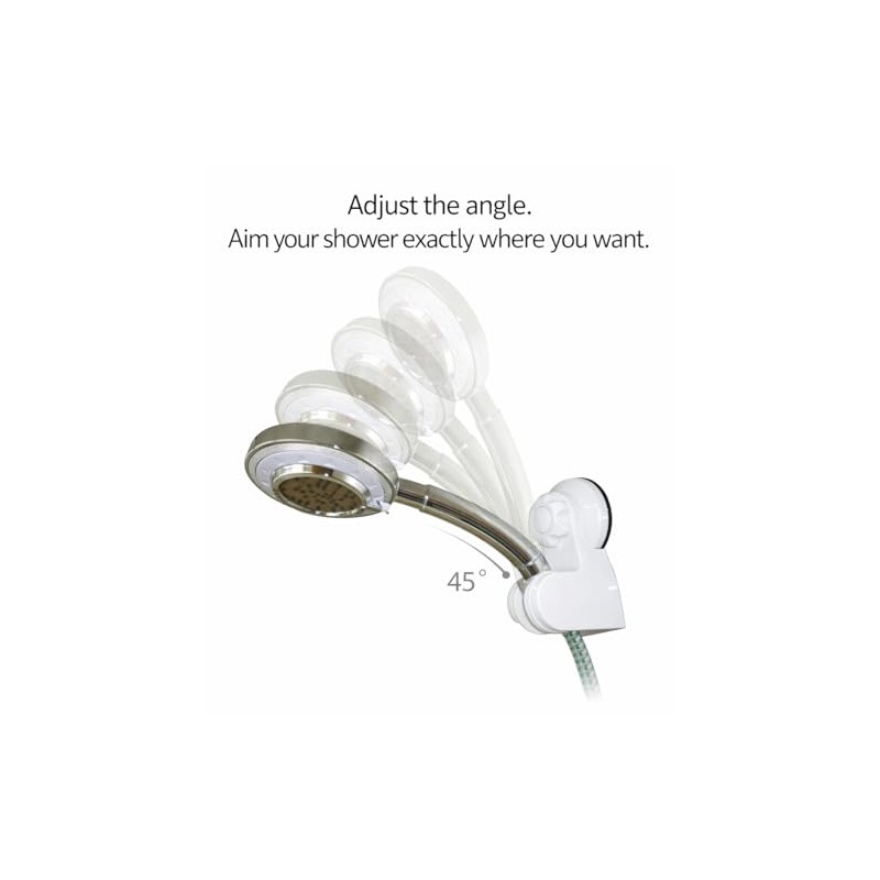 Pump&fix 45 Degrees Adjustable Handheld Shower Head Holder Suction Cup