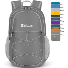ZOMAKE Lightweight Packable Backpack 28L - Foldable Backpack Leger Sac à Dos Light Daypack Water-Resistant Large Packable Bag Collapsible Hiking Backpack for Travel(Medium grey)