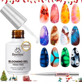 Beetles Nail Blooming Gel, 20ml Large Capacity Hema Free Clear UV LED Blossom Gel Polish for Spreading Effect Marble Natural Stone Watercolor Floral Print Soak off Nail Gel DIY Manicure Gift for Women