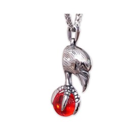 Baldur Jewelry - Viking Celtic Huginn Muninn Raven Morrigan Necklace - Allfather Odin Bird Pendant - Celtic Necklace For Men and Women - Crow Charm With 22 Inch Long Chain (Raven with Red glass Ball)