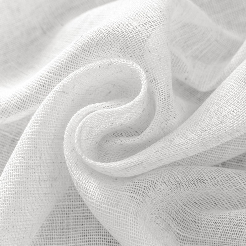 45 Inch Length Greyish White Sheer Linen Curtains for Kitchen