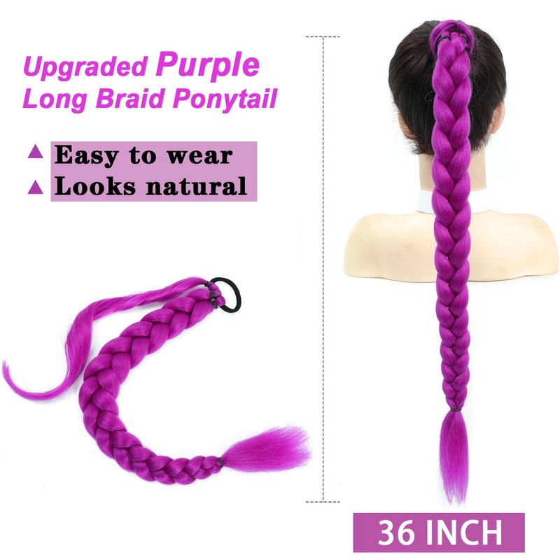 36 Inch Purple Hair Extensions Pre-Braids Braiding Hair for Cosplay